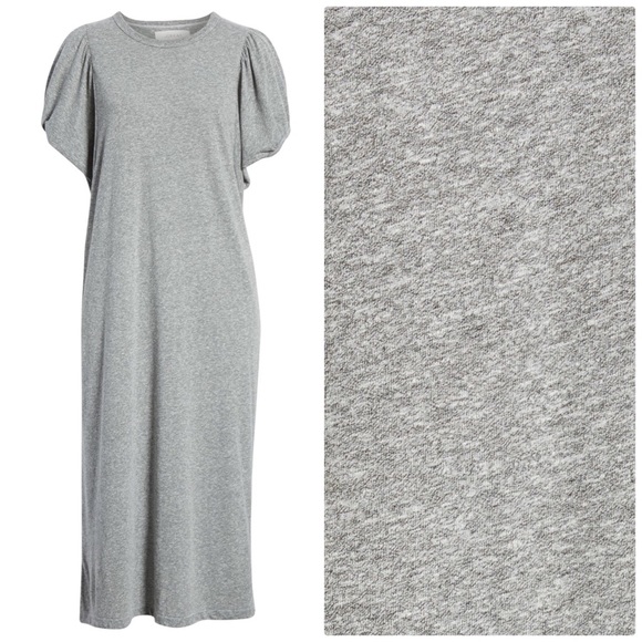 THE GREAT Puff Sleeve Grey Pullover Casual Dress - Picture 2 of 6
